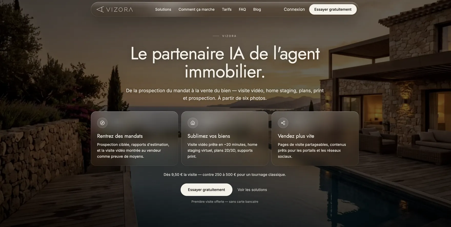 vizora.fr : le partenaire IA de l'agent immobilier, de la prospection du mandat à la vente du bien